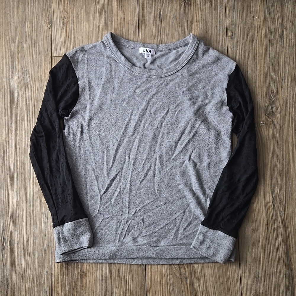 Lna Burnout Sleeve Pullover Sweater